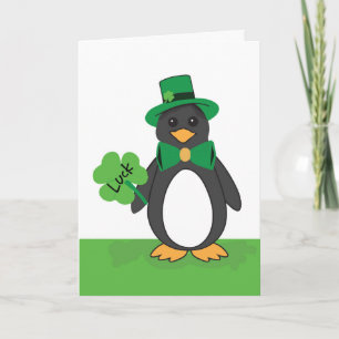St Patricks Day Funny Lucky Penguin Karte