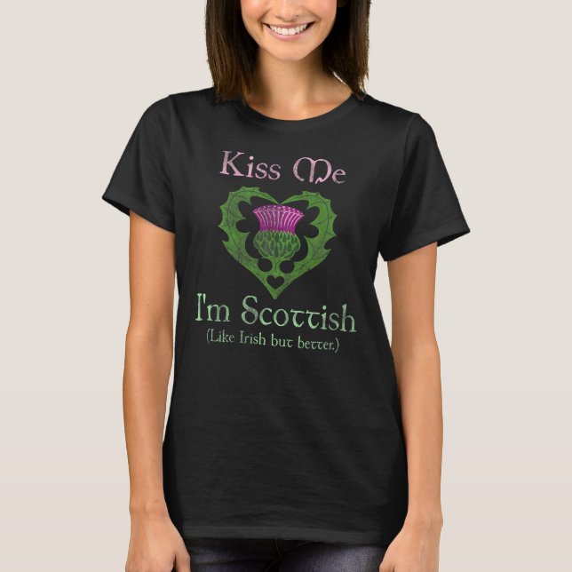 St. Patrick's Day Funny Scottish Kiss Me I'm Scott T-Shirt (Vorderseite)