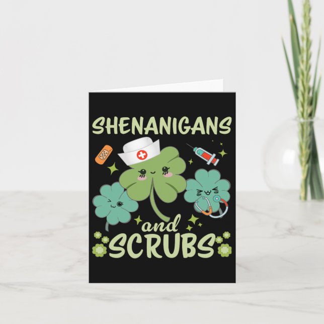 St Patricks Day Funny Shenanigans Scrub Saint Patt Karte (Vorderseite)