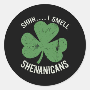 St Patricks Day Funny Shhh I Riech Shenanigans Pat Runder Aufkleber