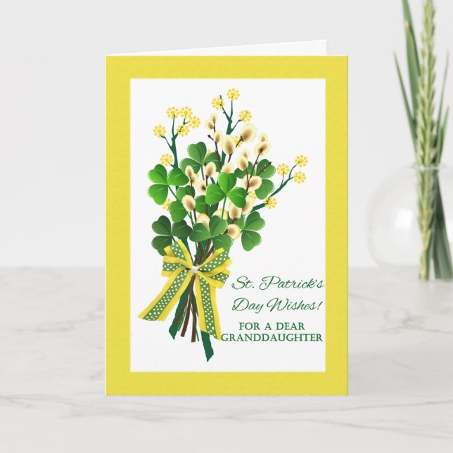 St. Patrick's Day für Großtochter mit Blume Karte (Vorderseite)