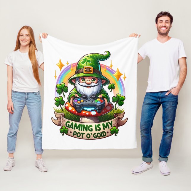 St. Patrick's Day Gamer Gnome Fleecedecke (Beispiel)
