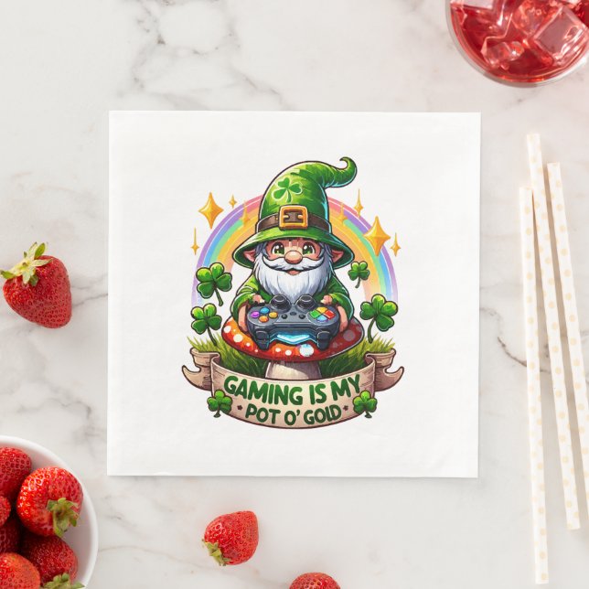 St. Patrick's Day Gamer Gnome Serviette (Beispiel)