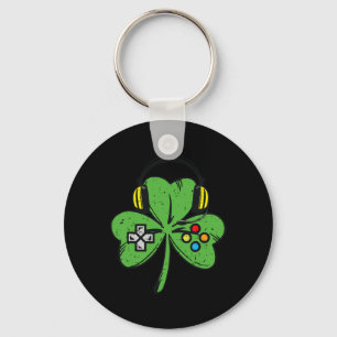 St Patricks Day Gamer Kleeblatt Videospielsteuerun Schlüsselanhänger