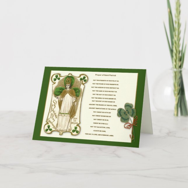 St. Patrick's Day Gebet Religiöse Kleeblätter Karte (Vorderseite)