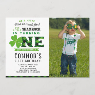 St Patrick's Day Geburtstagseinladung mit Foto Einladung