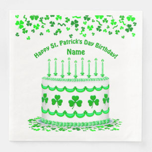 St. Patrick's Day Geburtstagstorte Benutzerdefinie Serviette