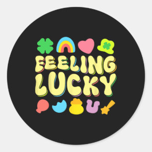 St Patricks Day Gefühl Lucky Charm Irish Kleeblatt Runder Aufkleber