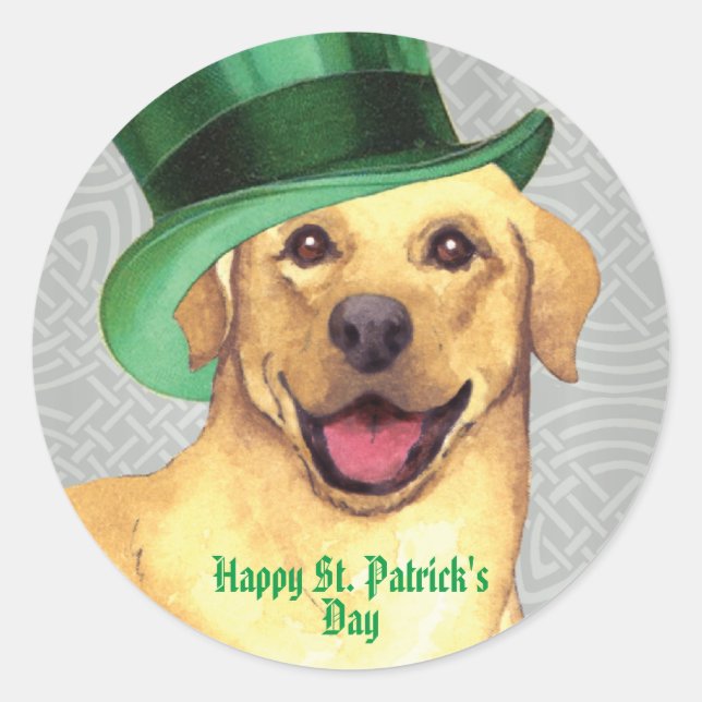 St. Patrick's Day Gelbe Labrador Classic Round Sti Runder Aufkleber (Vorderseite)