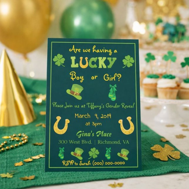 St. Patrick's Day Gender Reveal Trendy Einladung (Von Creator hochgeladen)