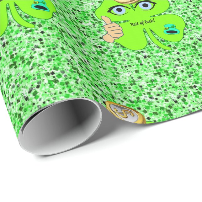 St. Patrick's Day Geschenkpapier Kleeblatt (Rolleneckpunkt)