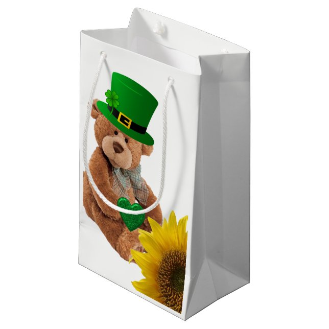 St. Patrick's Day Geschenktüte Teddybär (Vorderseite Schrägansicht)