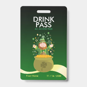 St. Patrick's Day Getränkepass-Abzeichen Ausweis