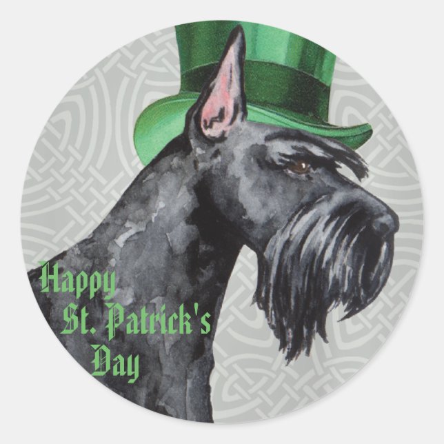 St. Patrick's Day Giant Schnauzer Runder Aufkleber (Vorderseite)