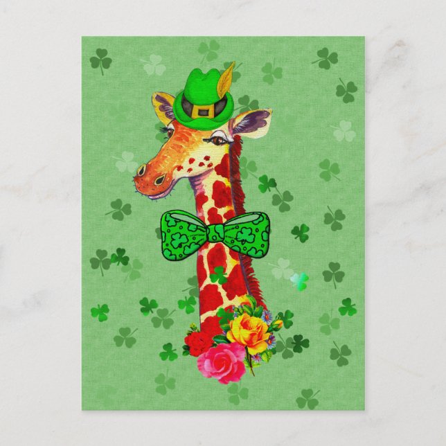 St. Patrick's Day Giraffe Postkarte (Vorderseite)