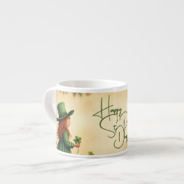 St. Patrick's Day Girl mit Kleeblättern Espressotasse