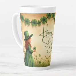 St. Patrick's Day Girl mit Kleeblättern Milchtasse
