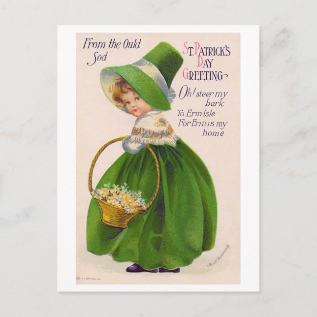 St. Patrick's Day Girl, Vintag Postkarte (Vorderseite)