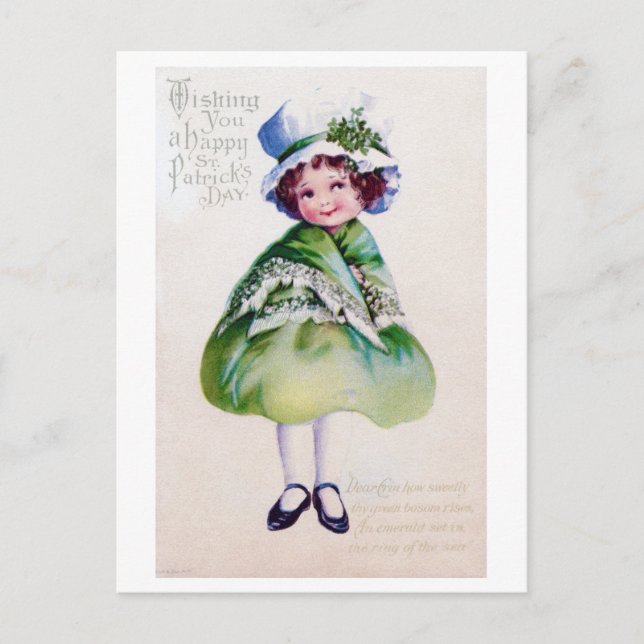 St. Patrick's Day Girl, Vintag Postkarte (Vorderseite)