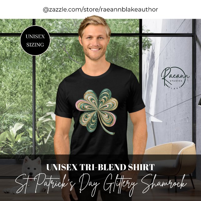 St. Patrick's Day Glitter Shamrock Unisex Tri-Blend Shirt (Von Creator hochgeladen)