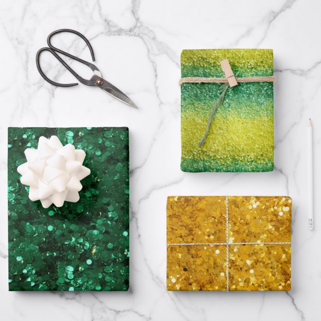 St. Patrick's Day Glitzer Geschenkpapier Set (Vorderseite)