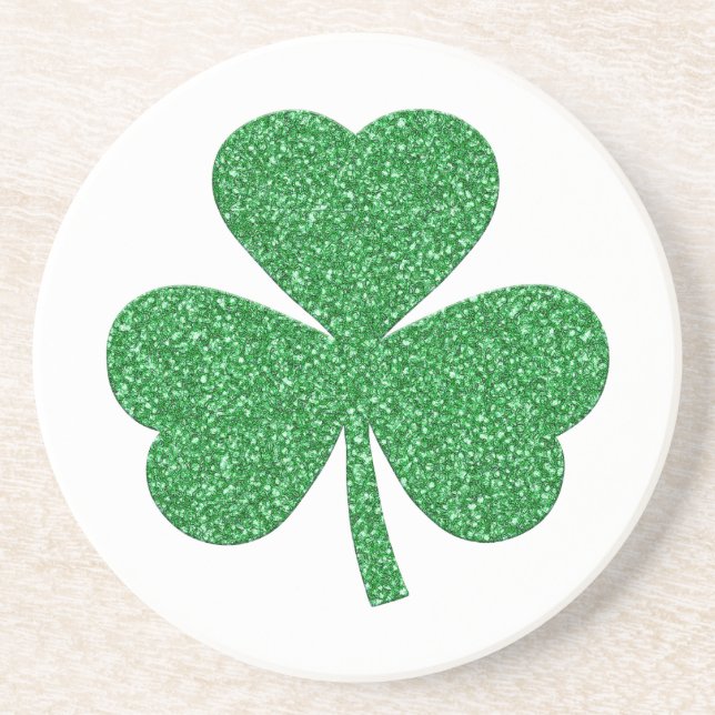 St. Patrick's Day Glitzer Kleeblatt Getränkeuntersetzer (Vorne)