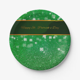 St. Patrick's Day Glitzer Kleeblatt Pappteller