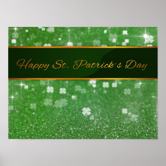 St. Patrick's Day Glitzer Kleeblatt Poster (Vorne)