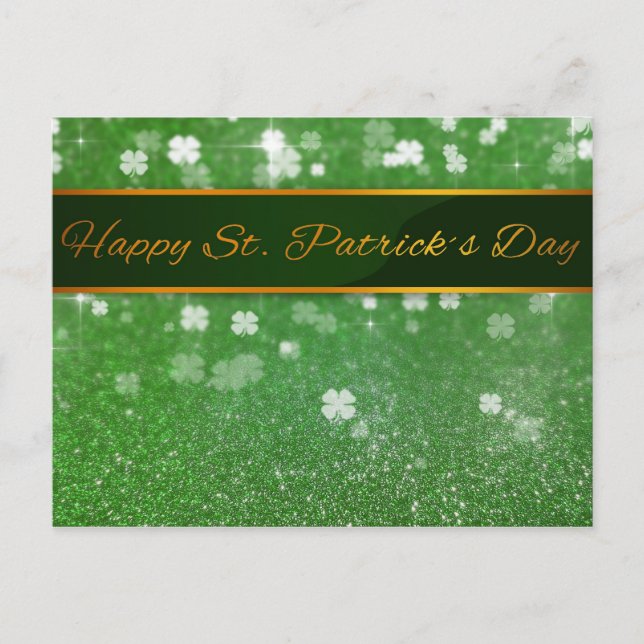 St. Patrick's Day Glitzer Kleeblatt Postkarte (Vorderseite)