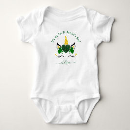 St. Patrick's Day Glitzer Unicorn Girl's Name Baby Strampler