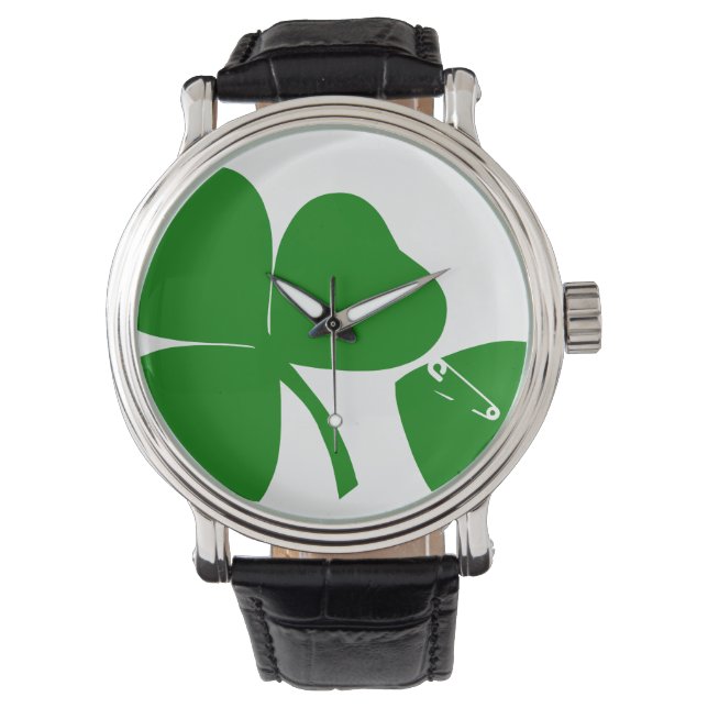 St Patrick's Day - Glück 3+1 = 4 Armbanduhr (Vorderseite)