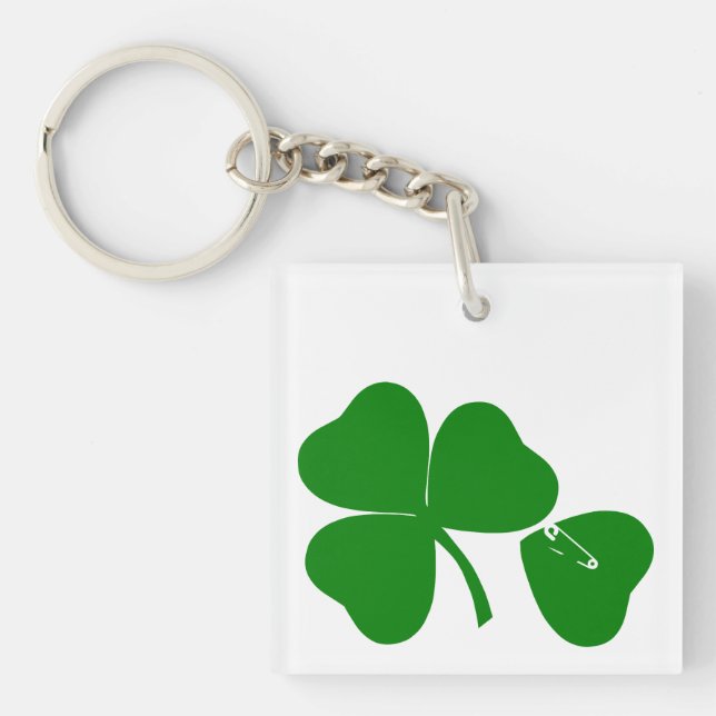 St Patrick's Day - Glück 3+1 = 4 Monogramm Schlüsselanhänger (Vorderseite)