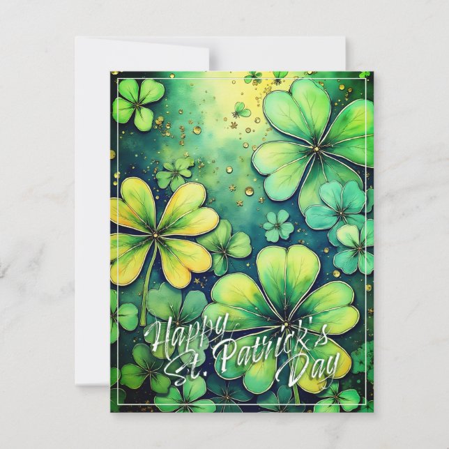 St. Patrick's Day Glück - Wasserfarben Shamrocks � (Vorderseite)