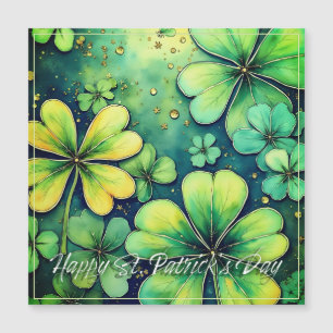 St. Patrick's Day Glück - Wasserfarben-Shamrocks � Magnetkarte