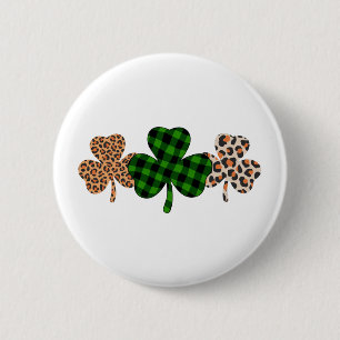 St Patricks Day Glückliches Irisches Grün Kariert  Button
