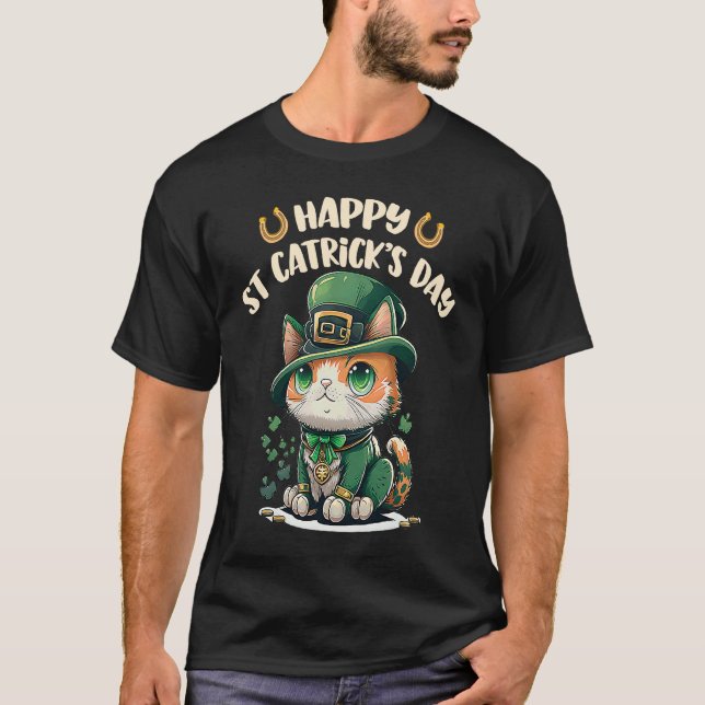 St. Patricks Day Glückskatze  St Catricks Day Iris T-Shirt (Vorderseite)