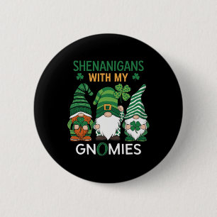 St Patricks Day Glücksklee Leopard Gnome Iris Button