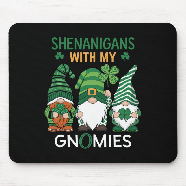 St Patricks Day Glücksklee Leopard Gnome Iris Mousepad (Vorne)