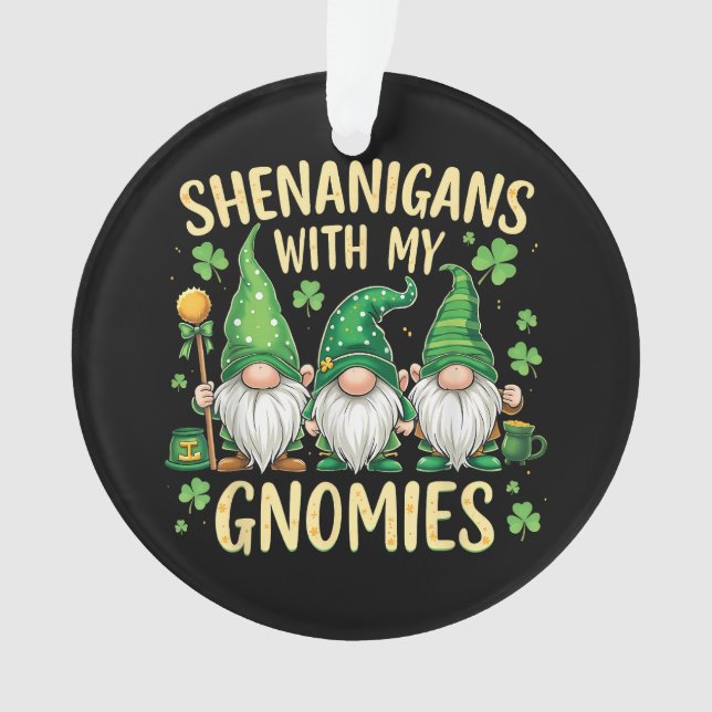 St. Patrick's Day Glückskleeblatt Gnom Ornament (Vorderseite)