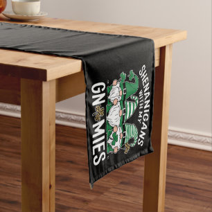 St Patricks Day Glückskleeblatt Leopard Gnome  Kurzer Tischläufer