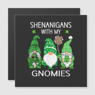 St Patricks Day Glückskleeblatt Leopard Gnome Magnetkarte