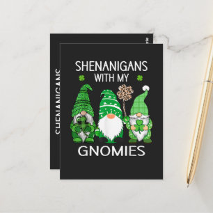 St Patricks Day Glückskleeblatt Leopard Gnome Postkarte