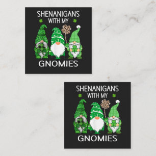 St. Patricks Day Glückskleeblatt Leopard Gnome  Quadratische Visitenkarte