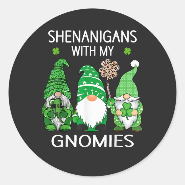 St Patricks Day Glückskleeblatt Leopard Gnome  Runder Aufkleber (Vorderseite)