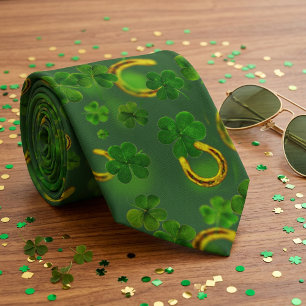 St. Patricks Day Glücksmädchen Grün & Gold Kleebla Krawatte