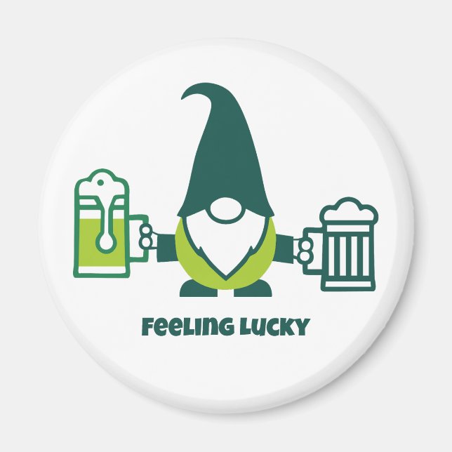 St. Patrick's Day Gnom mit Bierkrug Magnet (Vorne)