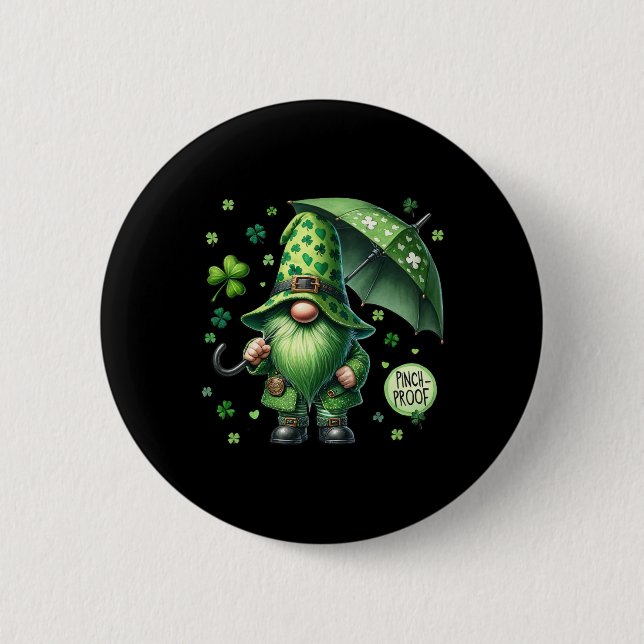 St. Patricks Day Gnom mit grünem Bart Lustiger Pin Button (Vorderseite)