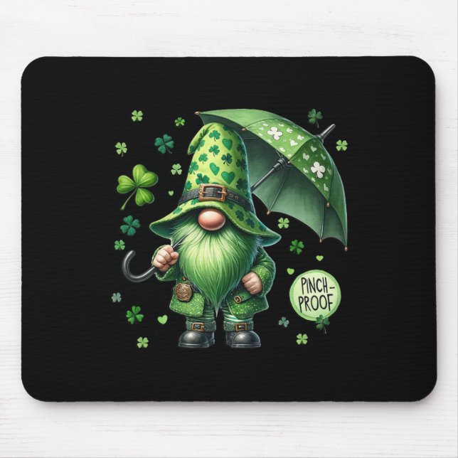 St. Patricks Day Gnom mit grünem Bart Lustiger Pin Mousepad (Vorne)