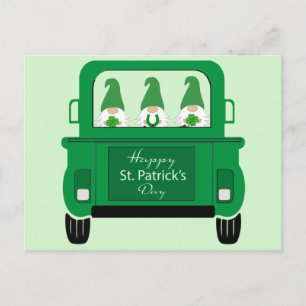 St. Patrick's Day Gnome im LKW Feiertagspostkarte