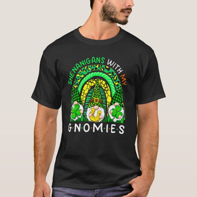St Patricks Day Gnome Let Shenanigans Begin Shamro T-Shirt (Vorderseite)